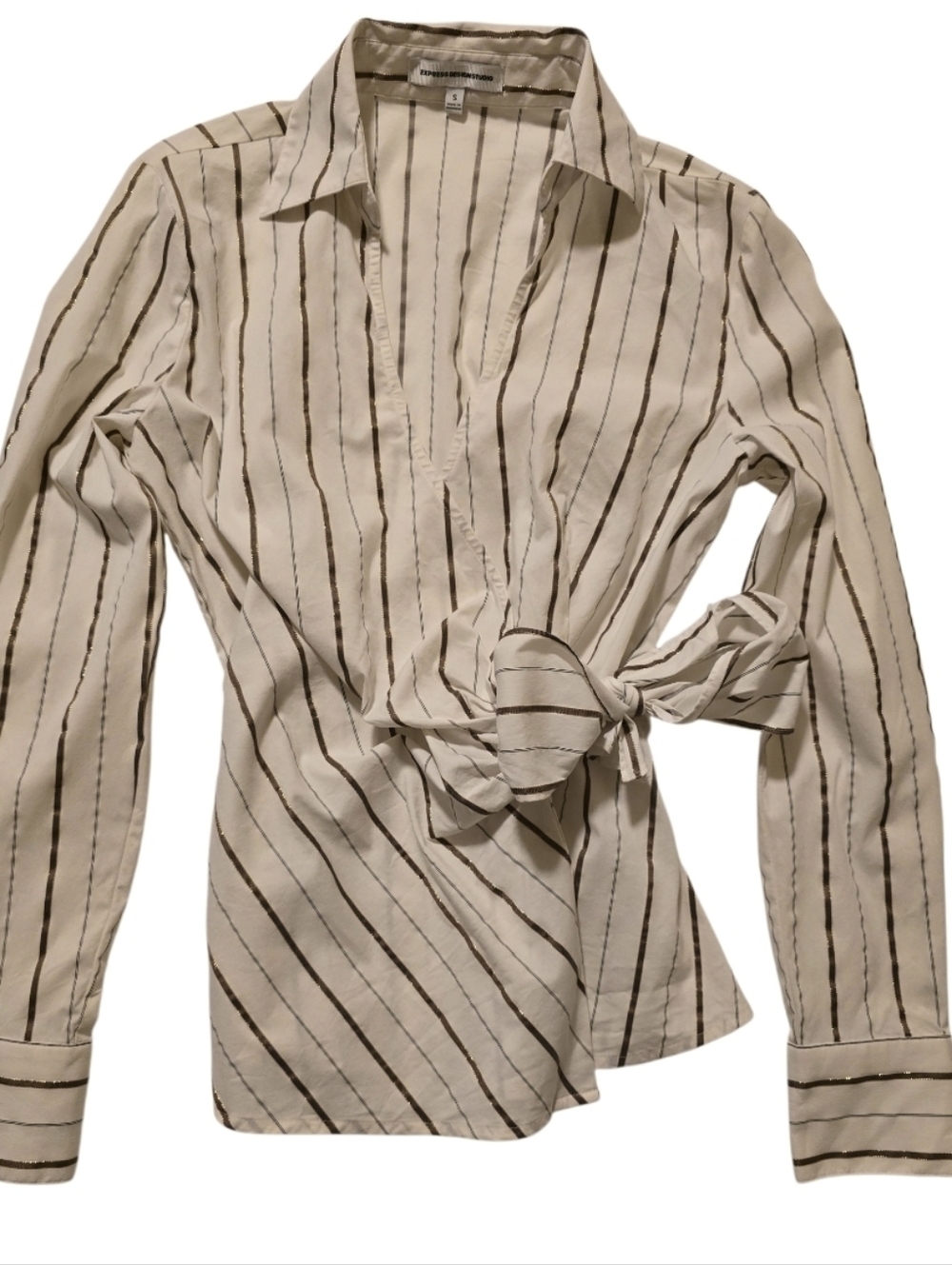 Express Solid Green, Burgundy and White Stripeswith Size:M - Picture 5 of 6